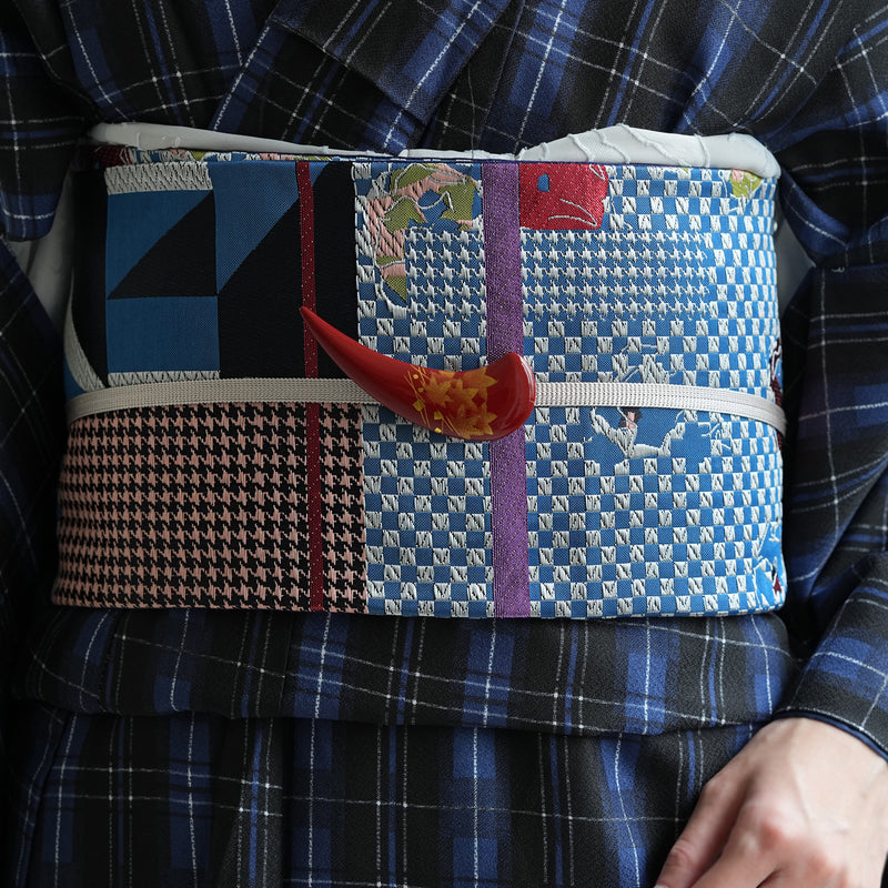 【細帯 花街モダン】半幅帯 単品 数量限定 浴衣 着物 小紋 レディース 金襴 日本製 ニコアンティーク （5279626300）