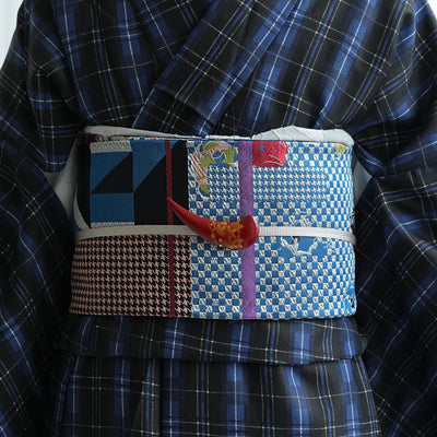 【細帯 花街モダン】半幅帯 単品 数量限定 浴衣 着物 小紋 レディース 金襴 日本製 ニコアンティーク （5279626300）