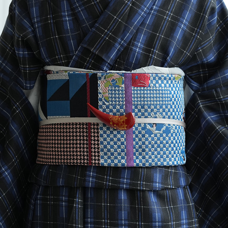 【細帯 花街モダン】半幅帯 単品 数量限定 浴衣 着物 小紋 レディース 金襴 日本製 ニコアンティーク （5279626300）
