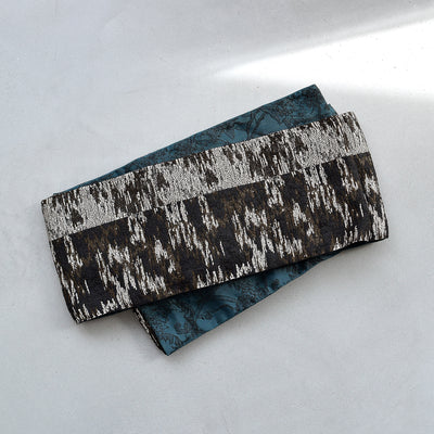 【半幅帯 リバーシブル 煤灯】帯単品 小袋帯 長尺 日本製 細帯 オールシーズン 浴衣 紬 小紋 着物 ブラック グリーン（5279626700）