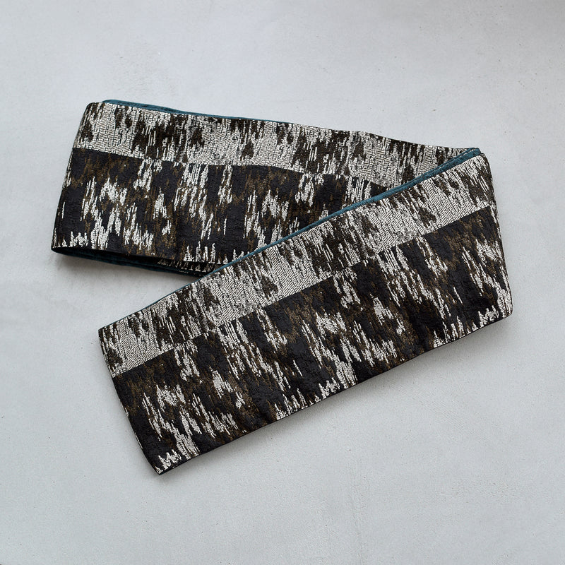 【半幅帯 リバーシブル 煤灯】帯単品 小袋帯 長尺 日本製 細帯 オールシーズン 浴衣 紬 小紋 着物 ブラック グリーン（5279626700）