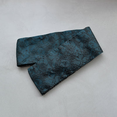 【半幅帯 リバーシブル 煤灯】帯単品 小袋帯 長尺 日本製 細帯 オールシーズン 浴衣 紬 小紋 着物 ブラック グリーン（5279626700）