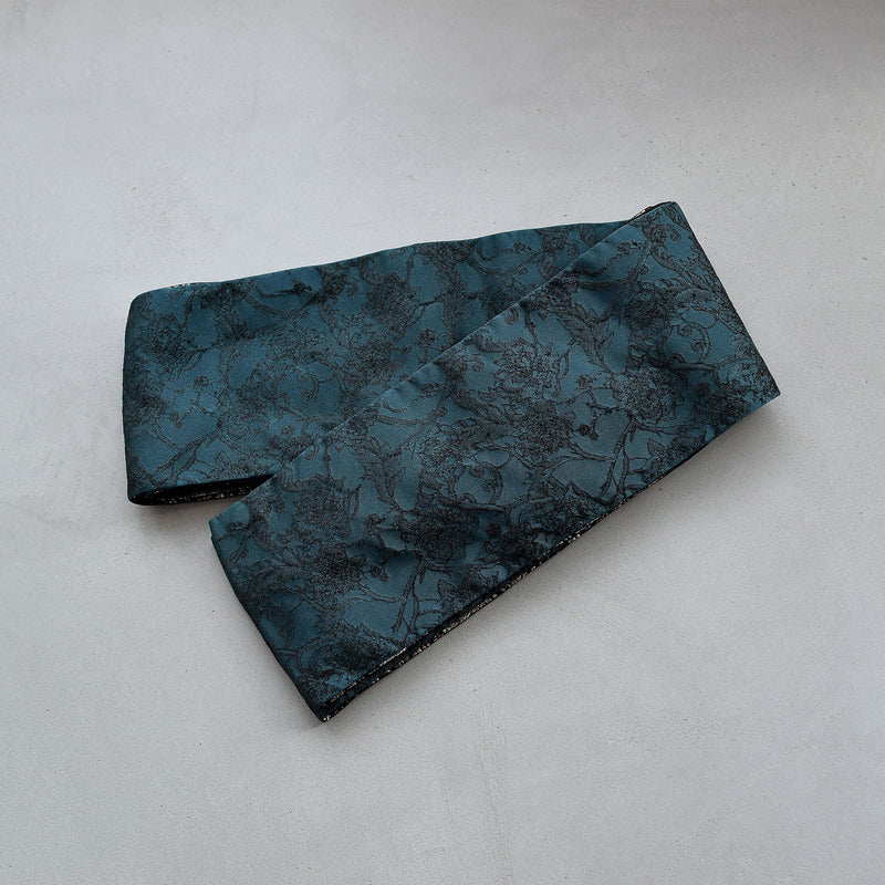 【半幅帯 リバーシブル 煤灯】帯単品 小袋帯 長尺 日本製 細帯 オールシーズン 浴衣 紬 小紋 着物 ブラック グリーン（5279626700）