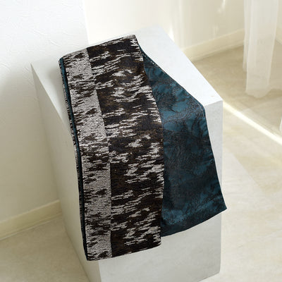 【半幅帯 リバーシブル 煤灯】帯単品 小袋帯 長尺 日本製 細帯 オールシーズン 浴衣 紬 小紋 着物 ブラック グリーン（5279626700）