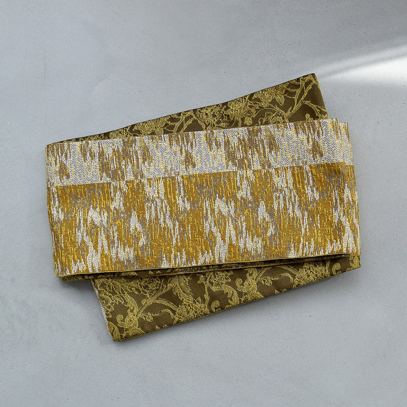 【半幅帯 リバーシブル 芥子雅】帯単品 小袋帯 長尺 日本製 細帯 オールシーズン 浴衣 紬 小紋 着物 からし ブラウン（5279626800）