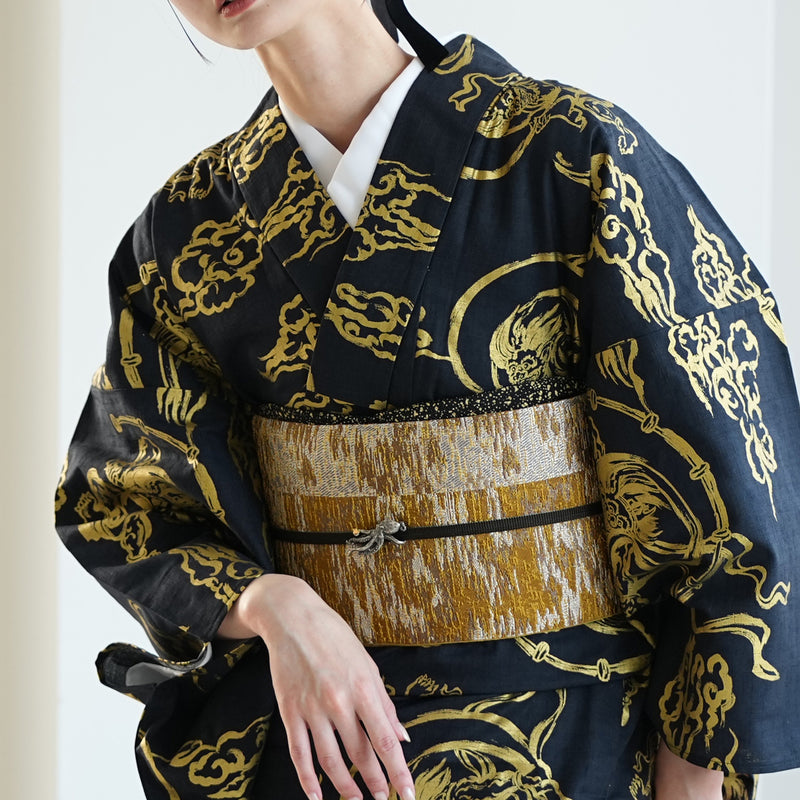 【半幅帯 リバーシブル 芥子雅】帯単品 小袋帯 長尺 日本製 細帯 オールシーズン 浴衣 紬 小紋 着物 からし ブラウン（5279626800）