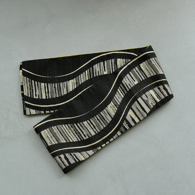 【半幅帯 リバーシブル 黒流光】帯単品 小袋帯 長尺 日本製 細帯 オールシーズン 浴衣 紬 小紋 着物 ブラック からし（5279626900）