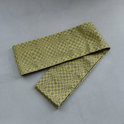 【半幅帯 リバーシブル 黒流光】帯単品 小袋帯 長尺 日本製 細帯 オールシーズン 浴衣 紬 小紋 着物 ブラック からし（5279626900）