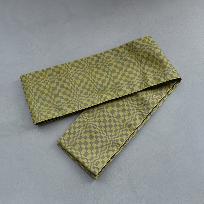 【半幅帯 リバーシブル 黒流光】帯単品 小袋帯 長尺 日本製 細帯 オールシーズン 浴衣 紬 小紋 着物 ブラック からし（5279626900）