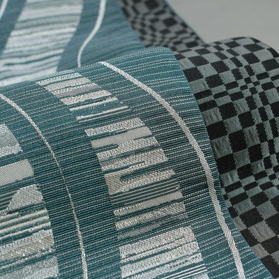 【半幅帯 リバーシブル 翠流光】帯単品 小袋帯 長尺 日本製 細帯 オールシーズン 浴衣 紬 小紋 着物 エメラルドグリーン グレー 黒（5279627200）