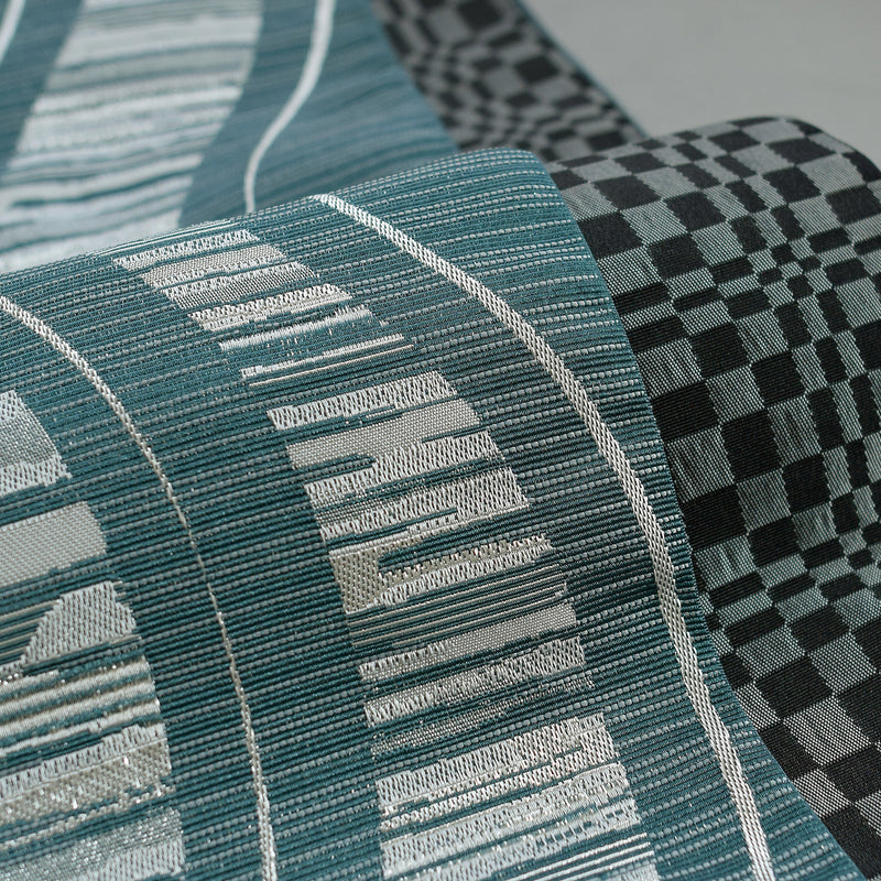 【半幅帯 リバーシブル 翠流光】帯単品 小袋帯 長尺 日本製 細帯 オールシーズン 浴衣 紬 小紋 着物 エメラルドグリーン グレー 黒（5279627200）