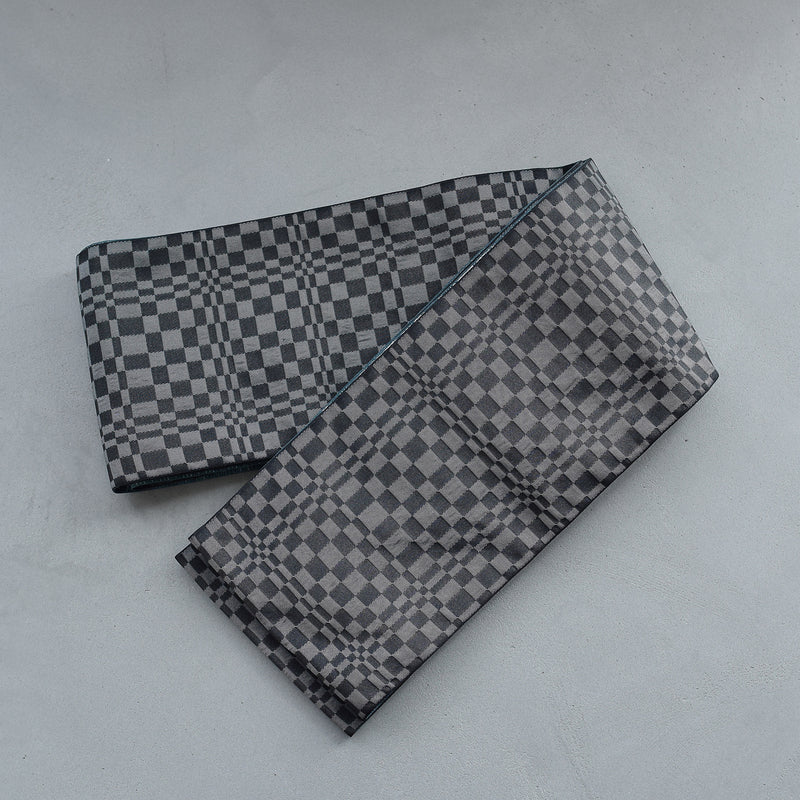 【半幅帯 リバーシブル 翠流光】帯単品 小袋帯 長尺 日本製 細帯 オールシーズン 浴衣 紬 小紋 着物 エメラルドグリーン グレー 黒（5279627200）