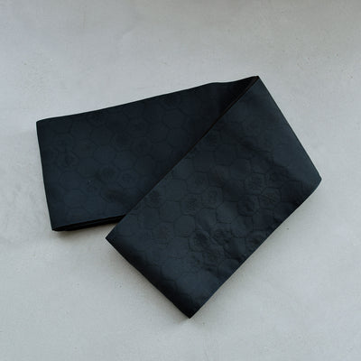 【半幅帯 リバーシブル 壁画調 蜘蛛の巣】帯単品 小袋帯 長尺 日本製 細帯 オールシーズン 浴衣 紬 小紋 着物 ブラック 金（5279627400）