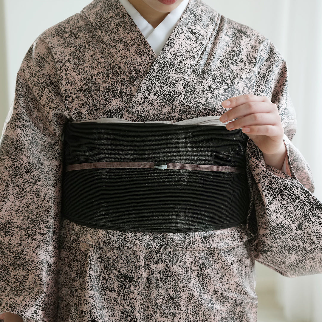 帯 誉田屋源兵衛 半幅帯 微乃火 黒銀】帯単品 レディース 日本製 伝統