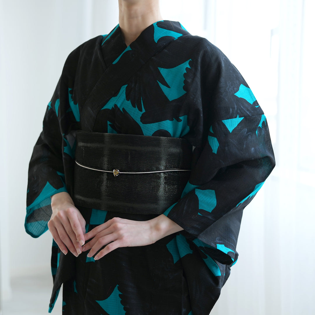 帯 誉田屋源兵衛 半幅帯 微乃火 黒鼡】帯単品 レディース 日本製 伝統