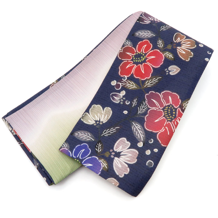 【最終価格】半巾帯　小袋帯　ゆかた帯　レース　麻　紺　日本製　夏 楽天市場】レース＆ストライプ 半幅帯 4色 ネイビー ターコイズ