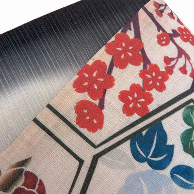 帯 小袋帯 正絹 半幅帯 亀甲 梅 牡丹 朝顔 クリーム 黒 半巾帯 日本製 （5280606700）