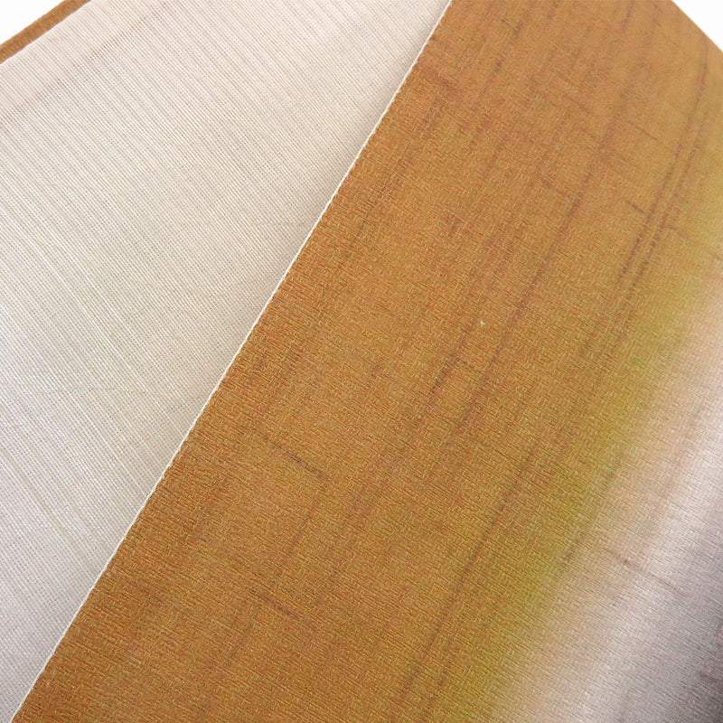 帯 小袋帯 正絹 半幅帯 縞 黄色 からし 白 黒 半巾帯 日本製 （5280607200）