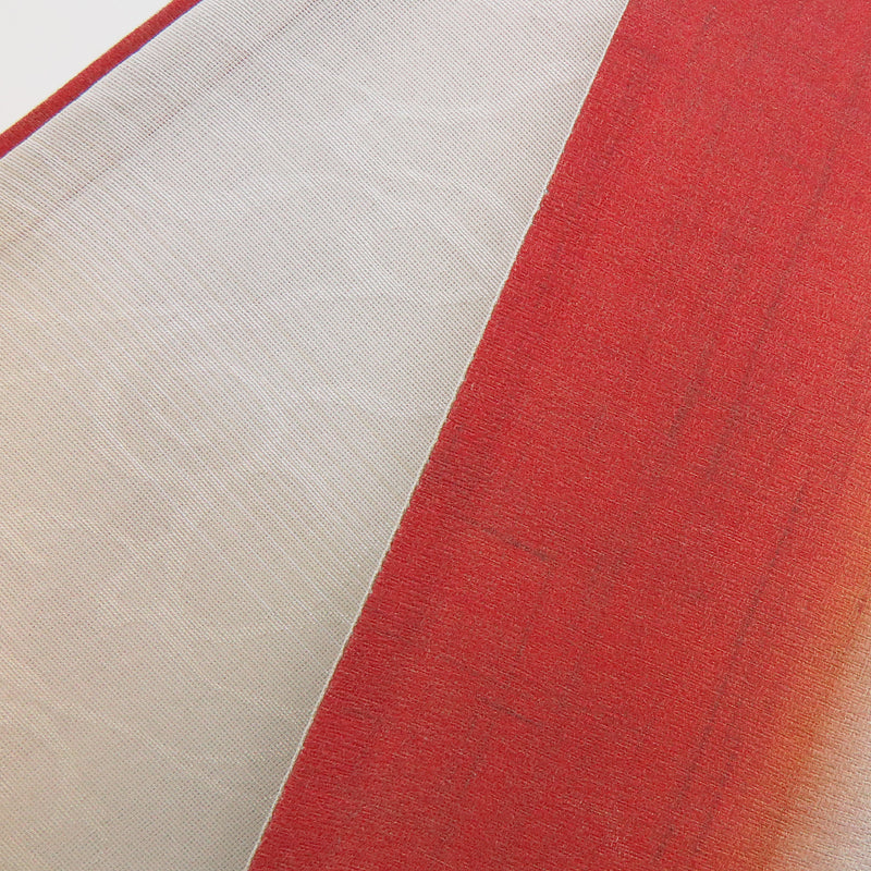 帯 小袋帯 正絹 半幅帯 縞 朱色 白 黒 半巾帯 日本製 （5280607500）