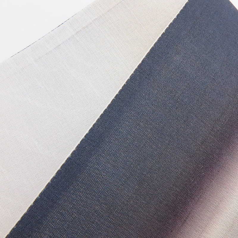 帯 小袋帯 正絹 半幅帯 縞 ブルー グレー 白 黒 半巾帯 日本製 （5280607700）