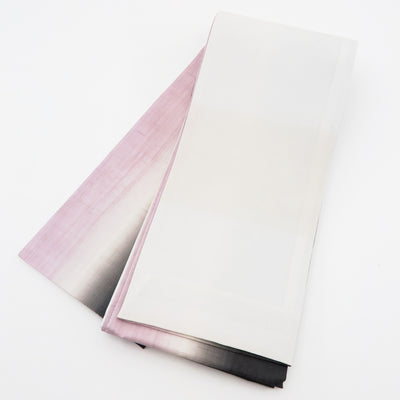 帯 小袋帯 正絹 半幅帯 縞 ピンク 白 黒 半巾帯 日本製 （5280607900）
