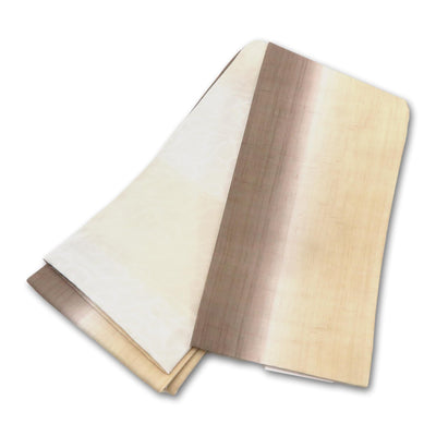 帯 小袋帯 正絹 半幅帯 縞 ブラウン 茶色 白 ベージュ 半巾帯 日本製 （5280608200）