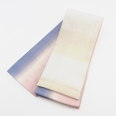 帯 小袋帯 正絹 半幅帯 縞 紫 ピンク 白 クリーム 半巾帯 日本製 （5280608300）
