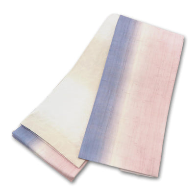 帯 小袋帯 正絹 半幅帯 縞 紫 ピンク 白 クリーム 半巾帯 日本製 （5280608300）