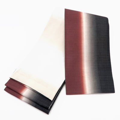 帯 小袋帯 正絹 半幅帯 縞 白 赤 黒 半巾帯 日本製 （5280608700）
