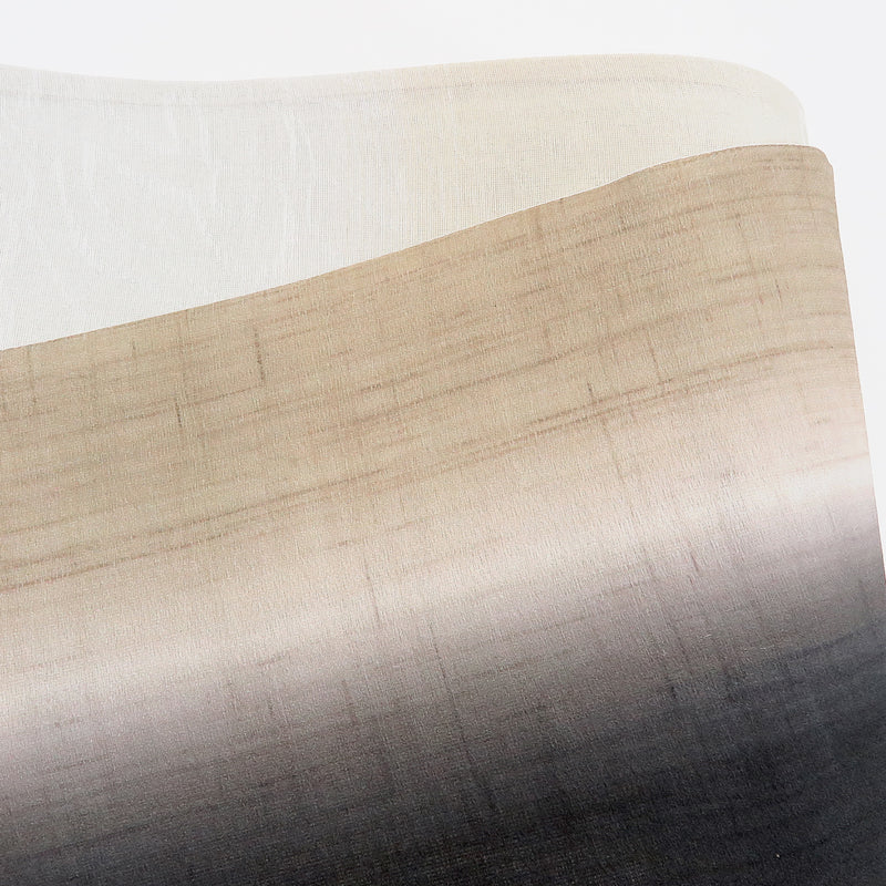 帯 小袋帯 正絹 半幅帯 縞 ボーダー 白 ベージュ 黒 半巾帯 日本製 （5280609100）