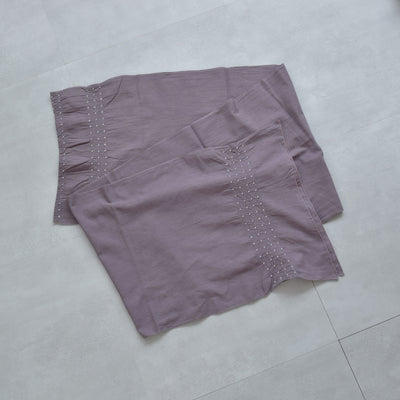 【兵児帯  清江絞り 有松染め バラ疋田　グレイッシュラベンダー】綿麻 帯単品 日本製 麻混 夏用 浴衣や夏着物にも（5281610700）