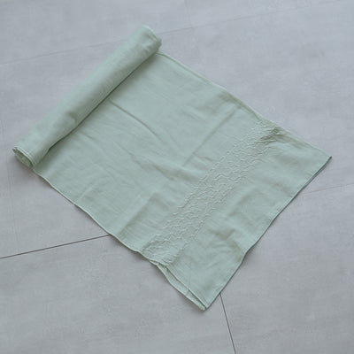 【兵児帯  清江絞り 有松染め  バラ疋田　薄グリーン】綿麻 帯単品 日本製 麻混 夏用 浴衣や夏着物にも（5281611000）