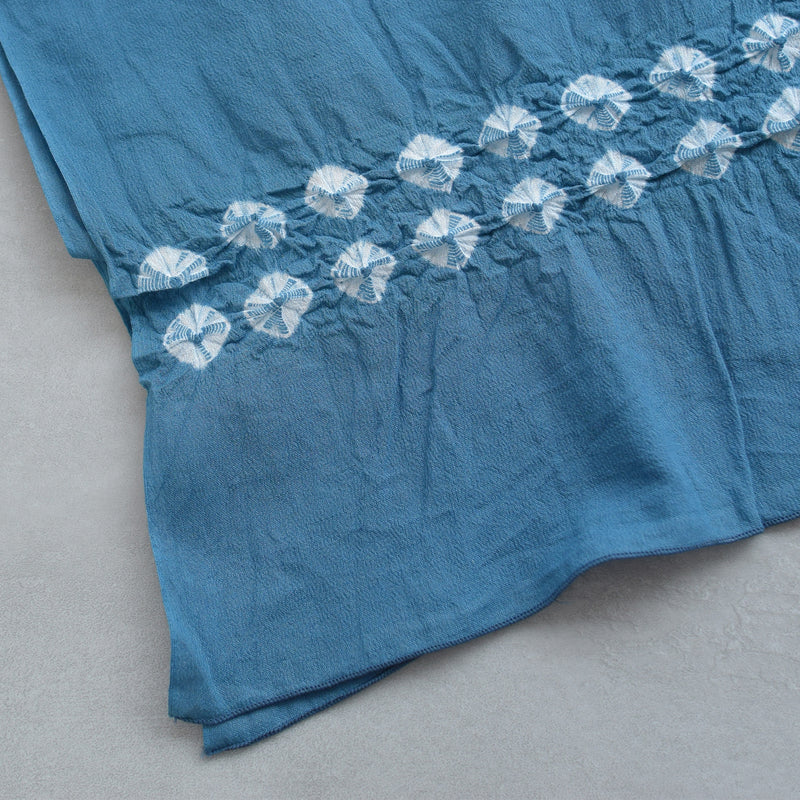 【兵児帯  清江絞り 有松染め 菱　薄藍】綿麻 帯単品 日本製 麻混 夏用 浴衣や夏着物にも（5281611300）