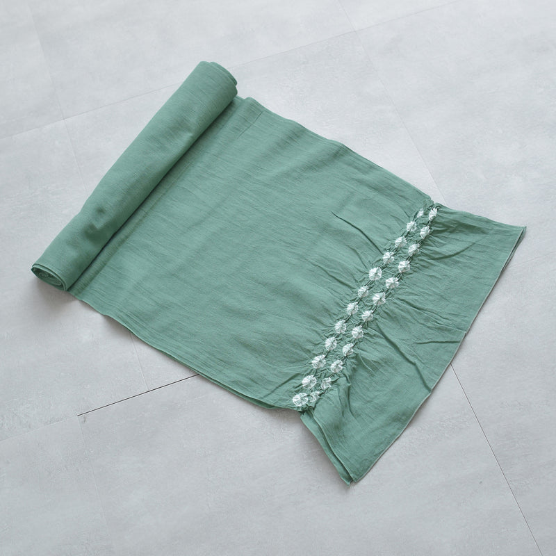 【兵児帯  清江絞り 有松染め 菱　グリーン】綿麻 帯単品 日本製 麻混 夏用 浴衣や夏着物にも（5281611400）