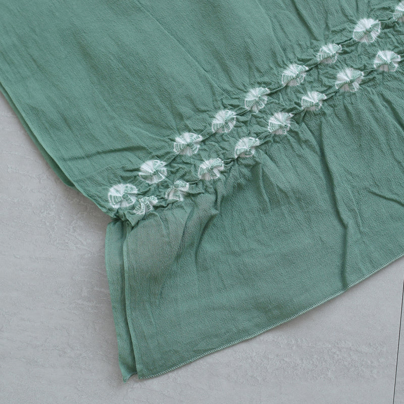 【兵児帯  清江絞り 有松染め 菱　グリーン】綿麻 帯単品 日本製 麻混 夏用 浴衣や夏着物にも（5281611400）