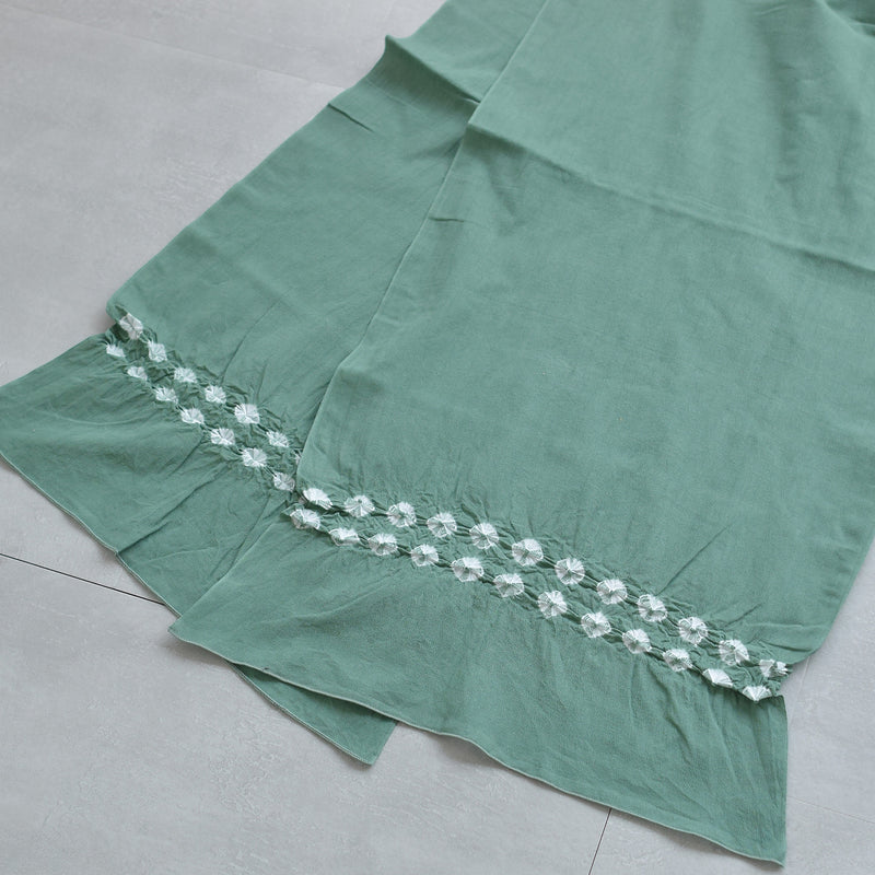 【兵児帯  清江絞り 有松染め 菱　グリーン】綿麻 帯単品 日本製 麻混 夏用 浴衣や夏着物にも（5281611400）