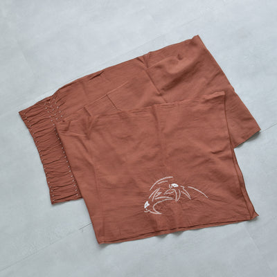 【兵児帯  清江絞り 有松染め  ツバメ・バラ疋田・ツバメ　茶色】綿麻 帯単品 日本製 麻混 夏用 浴衣や夏着物にも（5281612100）