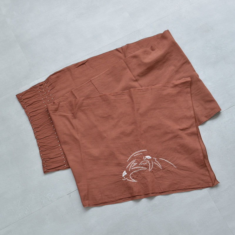 【兵児帯  清江絞り 有松染め  ツバメ・バラ疋田・ツバメ　茶色】綿麻 帯単品 日本製 麻混 夏用 浴衣や夏着物にも（5281612100）