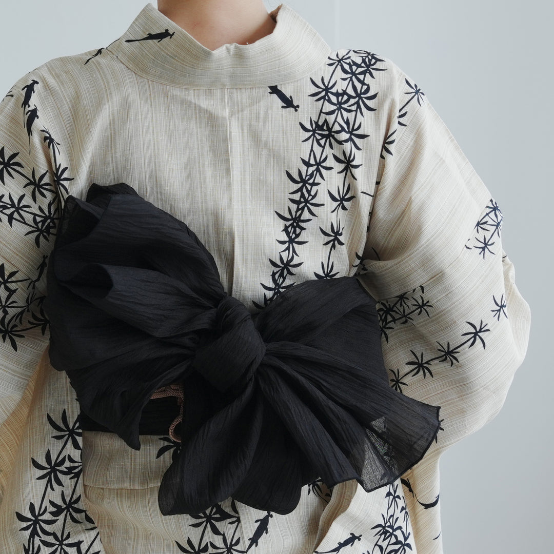 兵児帯 小千谷縮 黒】へこ帯単品 本麻 越後小千谷本麻織物