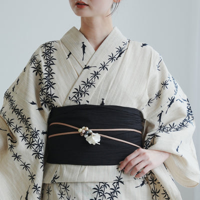 【兵児帯 小千谷縮 黒】へこ帯単品 本麻 越後小千谷本麻織物 utatane トスコ オーガニック ラミー100％使用 浴衣や夏着物にも（5281612300）