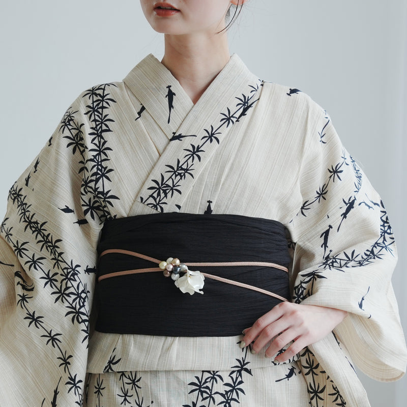 【兵児帯 小千谷縮 黒】へこ帯単品 本麻 越後小千谷本麻織物 utatane トスコ オーガニック ラミー100％使用 浴衣や夏着物にも（5281612300）