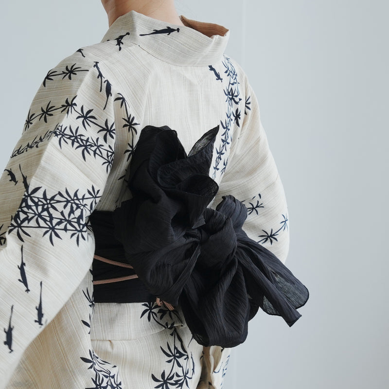 【兵児帯 小千谷縮 黒】へこ帯単品 本麻 越後小千谷本麻織物 utatane トスコ オーガニック ラミー100％使用 浴衣や夏着物にも（5281612300）