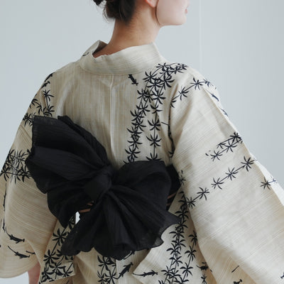 【兵児帯 小千谷縮 黒】へこ帯単品 本麻 越後小千谷本麻織物 utatane トスコ オーガニック ラミー100％使用 浴衣や夏着物にも（5281612300）