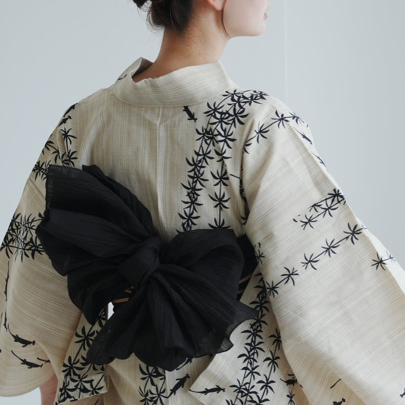 【兵児帯 小千谷縮 黒】へこ帯単品 本麻 越後小千谷本麻織物 utatane トスコ オーガニック ラミー100％使用 浴衣や夏着物にも（5281612300）