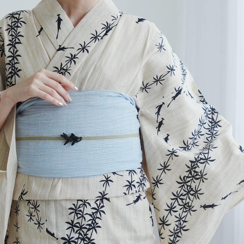 【兵児帯 小千谷縮 水色】へこ帯単品 本麻 越後小千谷本麻織物 utatane トスコ オーガニック ラミー100％使用 浴衣や夏着物にも（5281612400）