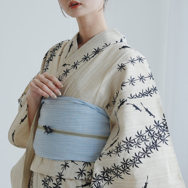 兵児帯 小千谷縮 水色】へこ帯単品 本麻 越後小千谷本麻織物
