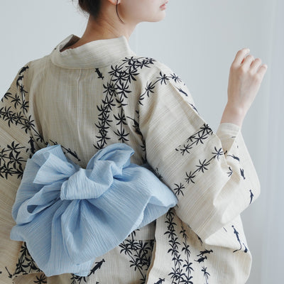 【兵児帯 小千谷縮 水色】へこ帯単品 本麻 越後小千谷本麻織物 utatane トスコ オーガニック ラミー100％使用 浴衣や夏着物にも（5281612400）