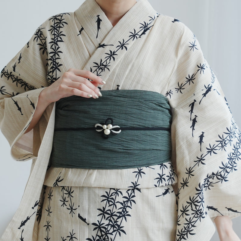 【兵児帯 小千谷縮 カーキ】へこ帯単品 本麻 越後小千谷本麻織物 utatane トスコ オーガニック ラミー100％使用 浴衣や夏着物にも（5281612500）