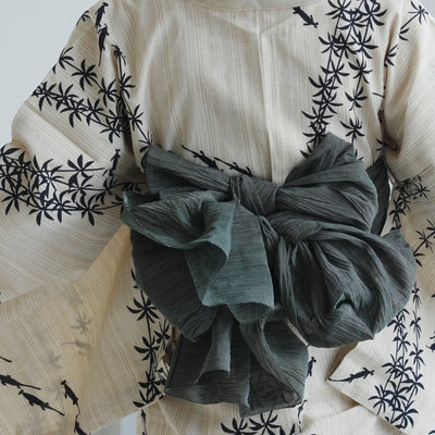 【兵児帯 小千谷縮 カーキ】へこ帯単品 本麻 越後小千谷本麻織物 utatane トスコ オーガニック ラミー100％使用 浴衣や夏着物にも（5281612500）