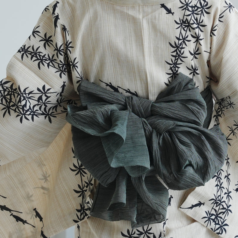 【兵児帯 小千谷縮 カーキ】へこ帯単品 本麻 越後小千谷本麻織物 utatane トスコ オーガニック ラミー100％使用 浴衣や夏着物にも（5281612500）